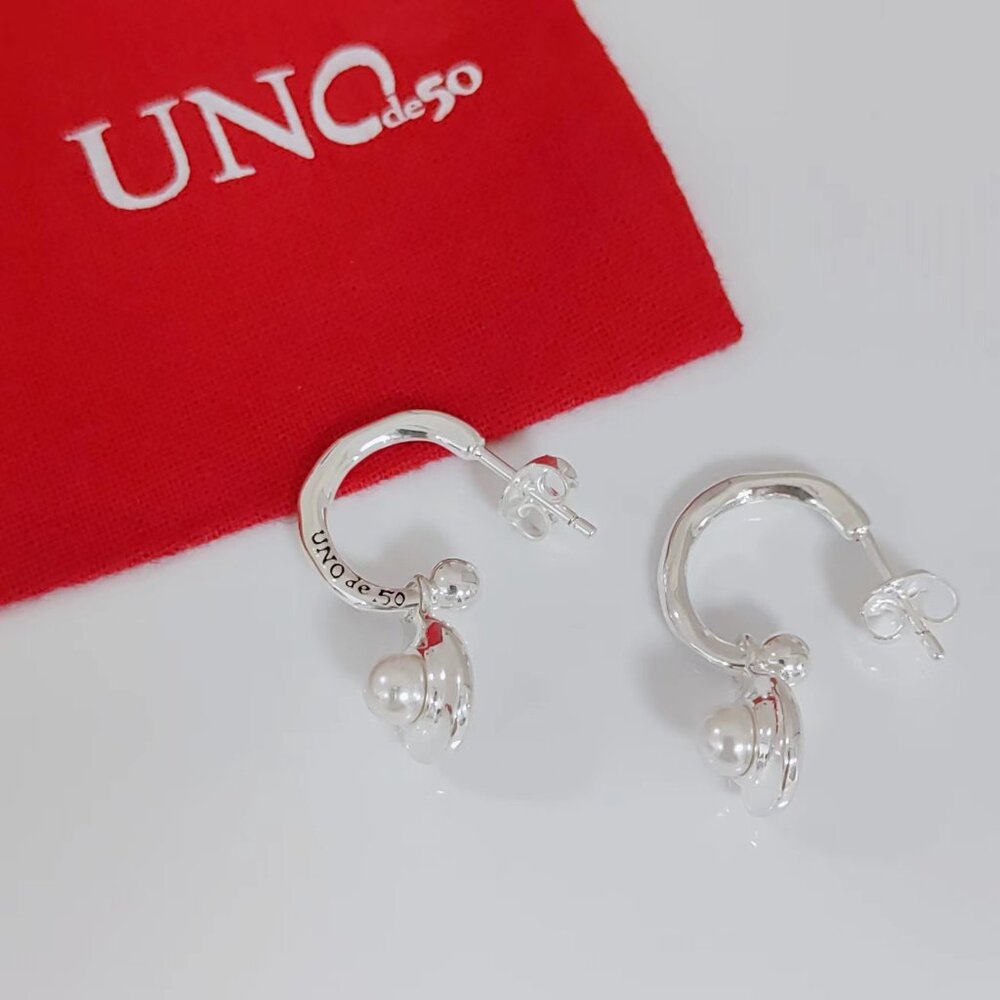 UNO de 50 Earring CHARM PIERCING WOW! Earring Hoop Shaped Earrings Silver Plated